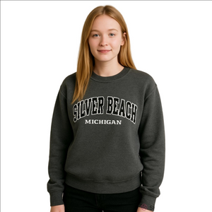 Silver Beach Michigan Logo Gray Crewneck Sweatshirt Fleece Lining Sz.M